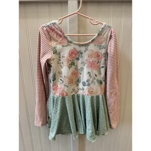 Cheeky Plum - Floral Fit & Flare Long Sleeve dance or gymnastics outfit Size 7